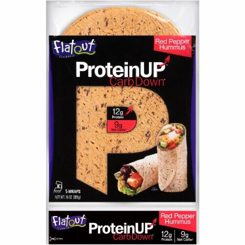 Flat Out Protein Up Red Pepper Hummus Flat Bread Perspective: front