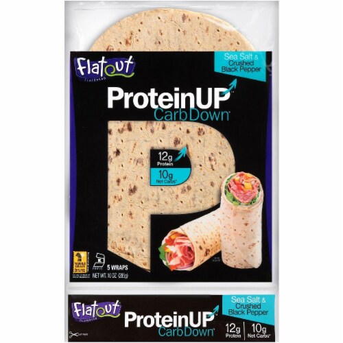 Flatout Protein Up Sea Salt and Crushed Pepper Flat Bread Perspective: front