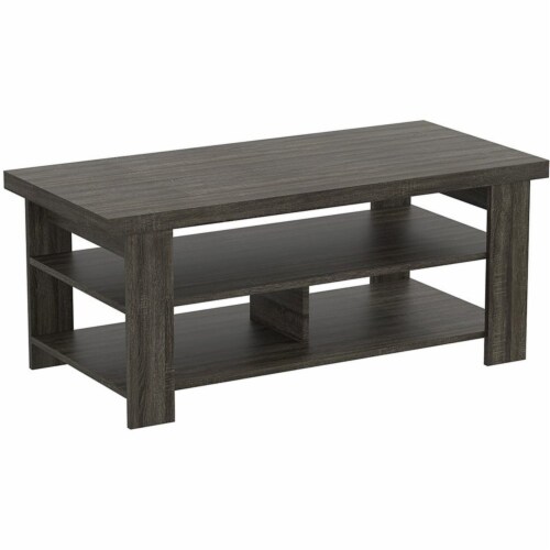 Safdie & Co. 41.25 L Coffee Table 3 Shelves in Dark Grey Perspective: front