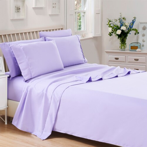 6-Piece 1800 Series Deep Pocket Egyptian Cotton Bed Sheet Set Purple Twin,  Twin - Kroger