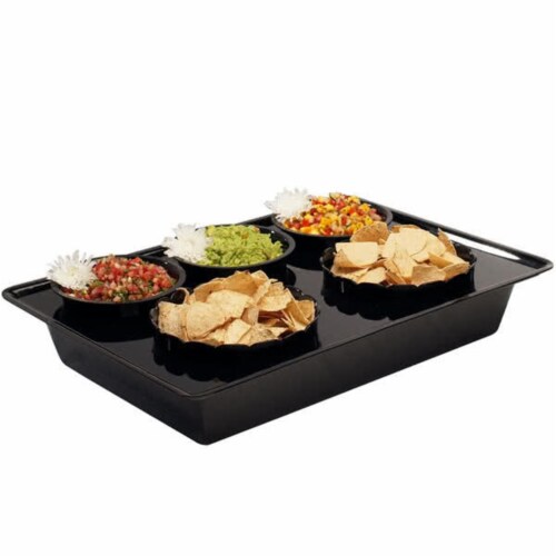 Cal Mil 728-13 5 Bowl Mini Salad Bar - Black Perspective: front