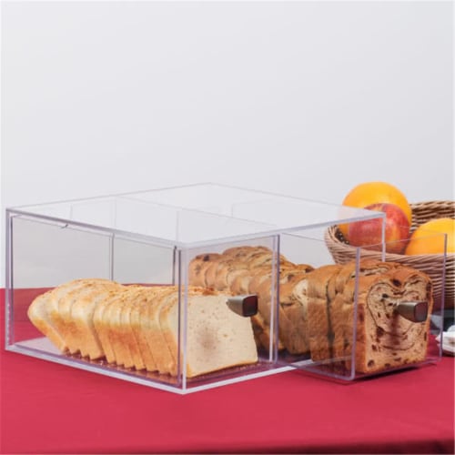 Cal Mil 1480 Eco Modern Two Drawer Acrylic Bread Box for 1279 Bread Case - 12 x 12 x 6 in. Perspective: front