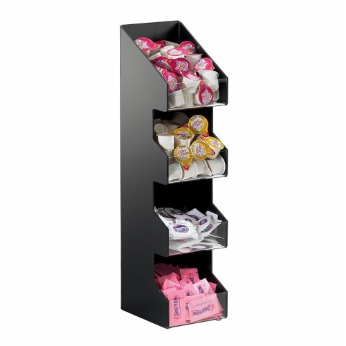Cal Mil 1423 Classic Four Tier Black Condiment Display with Clear Bin Fronts - 5.25 x 6.75 x Perspective: front