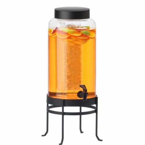 Cal Mil 1580-3-13 3 gal Black Soho Glass Beverage Dispenser with Ice Chamber - 10 x 12 x 24.5 Perspective: front