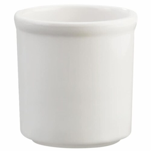 Cal Mil 1950-16-15 White 16 oz Round Melamine Condiment Jar - 3.875 dia. x 4.125 in. Perspective: front