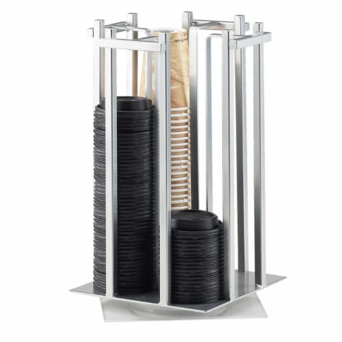 Cal Mil 1133-74 Revolving Cup & Lid Organizer, Silver - 10 x 10 x 15.75 in. Perspective: front