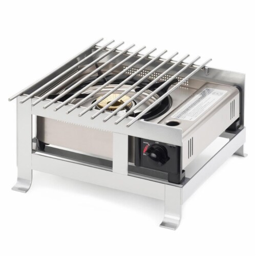 Cal Mil 1576-74 Soho Silver Steel Butane Burner Frame - 14 x 13.75 x 7.25 in. Perspective: front