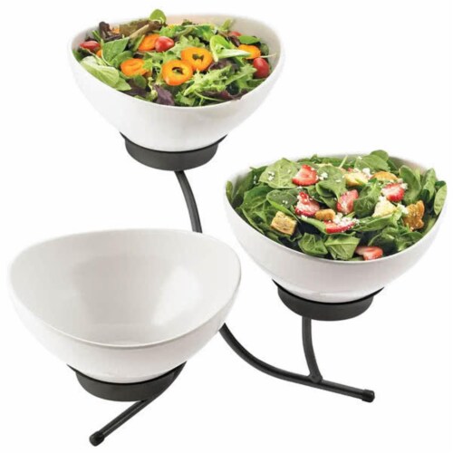 Cal Mil SR701-13 Black 3 Tulip Bowl Tier Perspective: front
