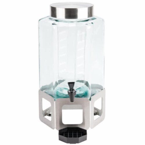 Cal Mil 1111INF-55 2 gal Stainless Steel Cutout Beverage Dispenser with Ice Chamber - Green & Perspective: front