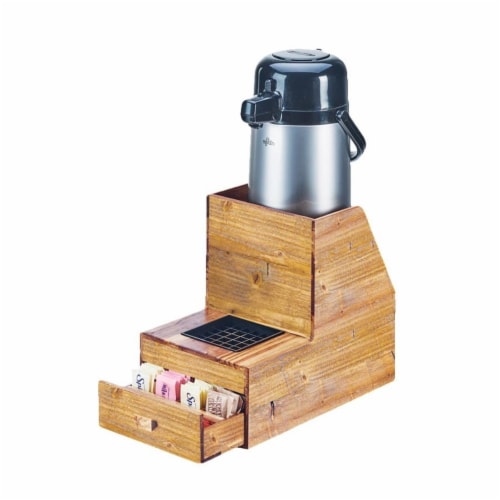 Cal Mil 3623-99 Madera 2-Tier Wood Airpot Stand with Drawer - 7.875 x 13 x 11.25 in. Perspective: front