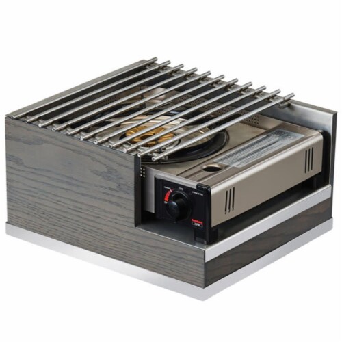 Cal Mil 3816-83 Ashwood Gray Oak Wood Butane Burner Frame - 12 x 14 x 7.5 in. Perspective: front