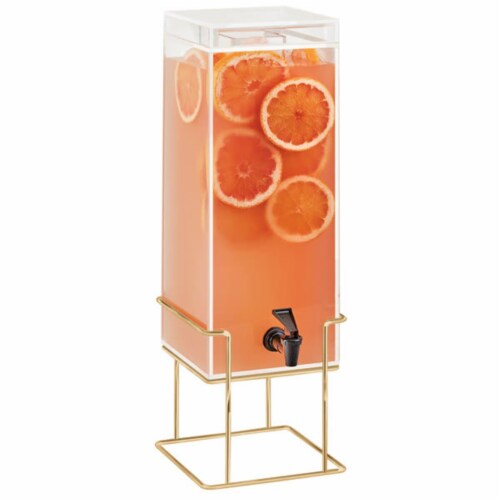 Cal Mil 22002-3INF-46 Mid Century 3 gal Square Beverage Dispenser with Infusion Chamber & Bra Perspective: front