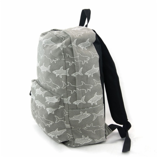 Zeckos Grey and White Shark Infested Canvas Backpack Medium Smith s Food and Drug