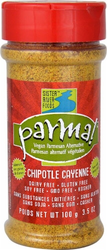 Parma Chipotle Cayenne Vegan Parmesan Cheese Alternative Perspective: front