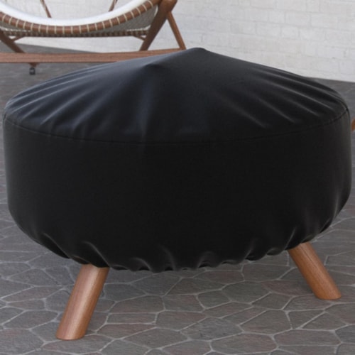 Dura Covers LRFP5528 32 in. Black Heavy Duty Durable & Water Resistant Round Fire Pit Cover Perspective: front