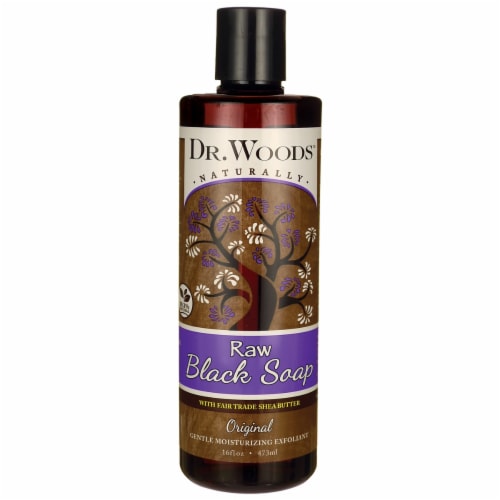 Dr. Woods Naturally Raw Black Soap Original with Fair Trade Shea Butter Perspective: front