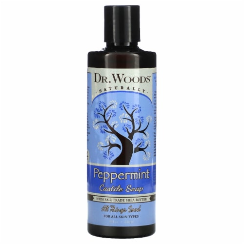 Dr. Woods Peppermint Castile Soap with Fair Trade Shea Butter - 8 fl oz (236 ml) Perspective: front