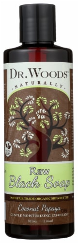 Dr. Woods Raw Black Soap with Coconut Papaya and Shea Butter Perspective: front
