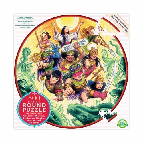 eeBoo Goddesses and Warriors Round Puzzle Perspective: front