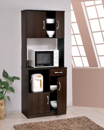 28" X 16" X 70" Espresso Kitchen Cabinet Perspective: front