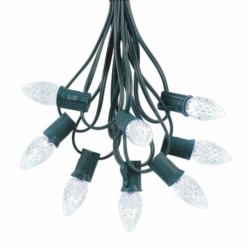 25 Foot C7 LED Pure White Christmas Light Set, Hanging String Lights, Green Wire, 1 Each Fred