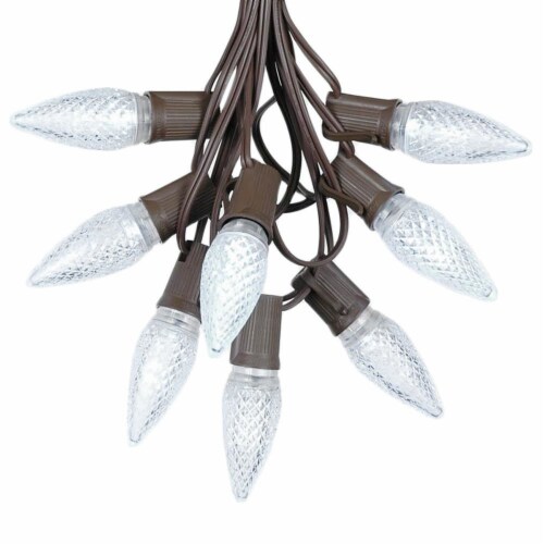 25 Foot C9 LED Pure White Christmas Light Set, Hanging String Lights