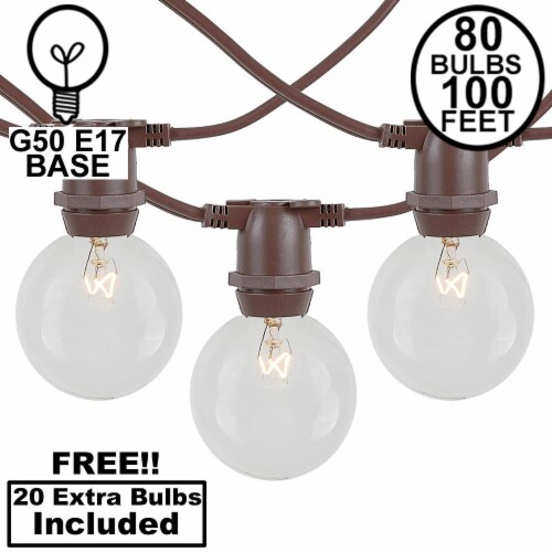 100 Foot G50 Heavy Duty Outdoor Patio Globe String Lights 100 Clear Bulbs With G50 Bulb Harris Teeter