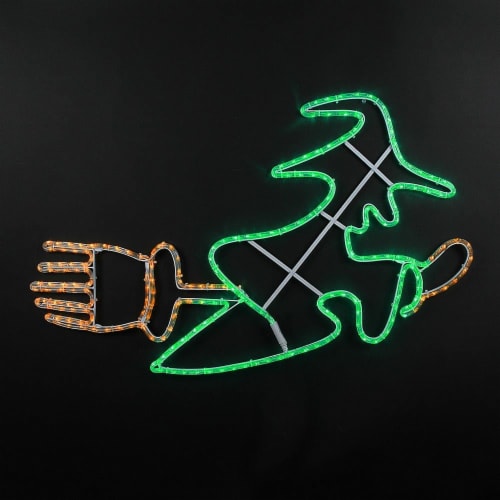 Novelty Lights LED Green and Orange Halloween Witch Rope Light Motif