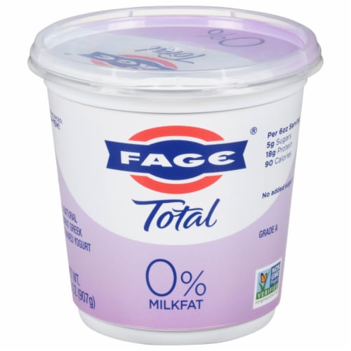 Fage® Total Plain 0% Milkfat Nonfat Greek Yogurt Tub Perspective: front