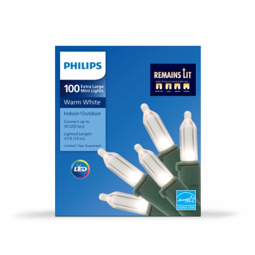 Philips LED Warm White Extra Large Remains Lit Indoor Outdoor Mini Christmas Lights 100 ct Ralphs
