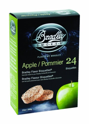 Bradley Smoker Apple All Natural Wood Bisquettes 24 pk - Total Qty: 1; Each Pack Qty: 4; Perspective: front
