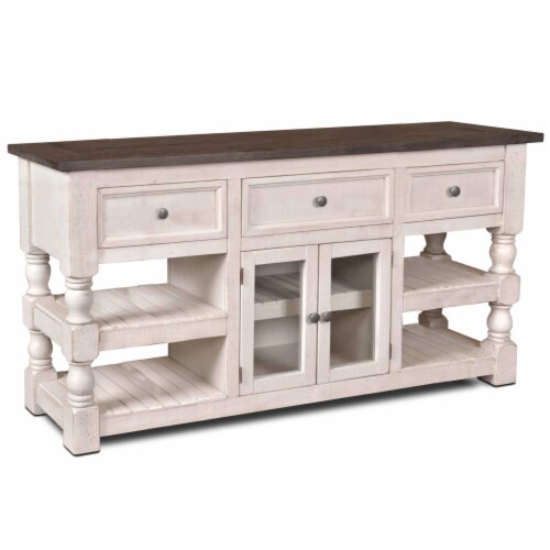 Barn Door Console Media Cabinet Tv Stand Rustic White And