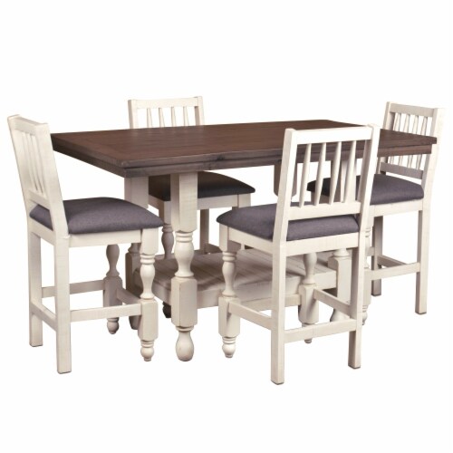White pub style sales table and chairs