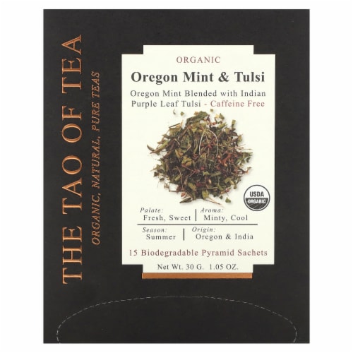 Oregon Mint & Tulsi Organic Tea Bags Perspective: front