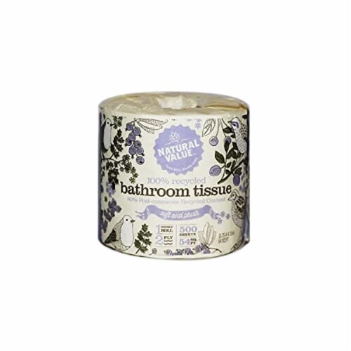 Natural Value 100% Recycled Bathroom Tissue / 12-roll mini case Perspective: front