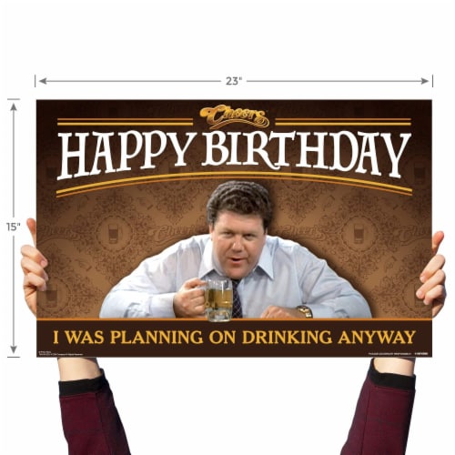 Prime Party Cheers Happy Birthday, Yard Sign with Lawn Stakes Perspective: front