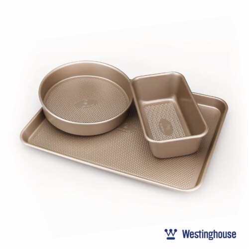Westinghouse carbon steel baking pan set 3 pc loaf pan round pan