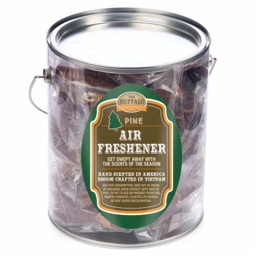 CBK Pine Mini Broom Air Freshener in Clear Painter Pail Decor Perspective: front
