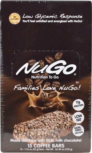 NuGo Nutrition To Go Bars Coffee Perspective: front
