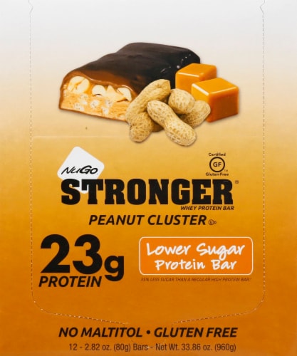 NuGo Stronger Peanut Cluster Protein Bars Perspective: front