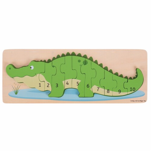 Bigjigs Toys BJTBJ029 Crocodile Number Puzzle Perspective: front