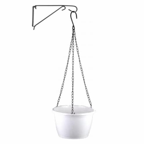 Fun Landscaping HBP1018S1 10 in. Plastic Hanging Basket with Steel Bracket Perspective: front