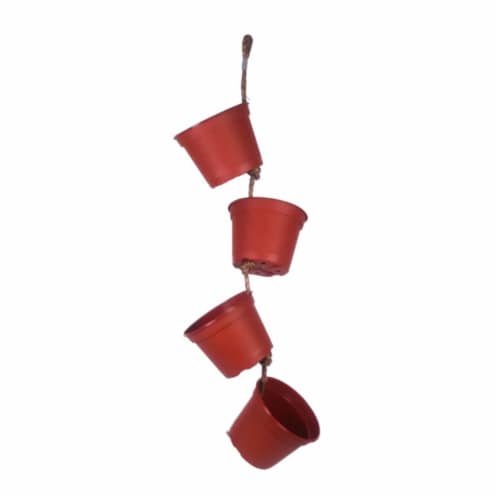 Fun Landscaping FL119TKU8 8 in. Hanging Rope Planter & Pot with Four Pots Perspective: front
