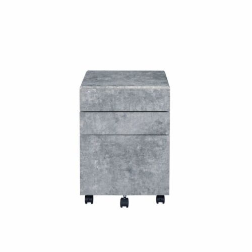 Ergode File Cabinet Faux Concrete & Silver Perspective: front
