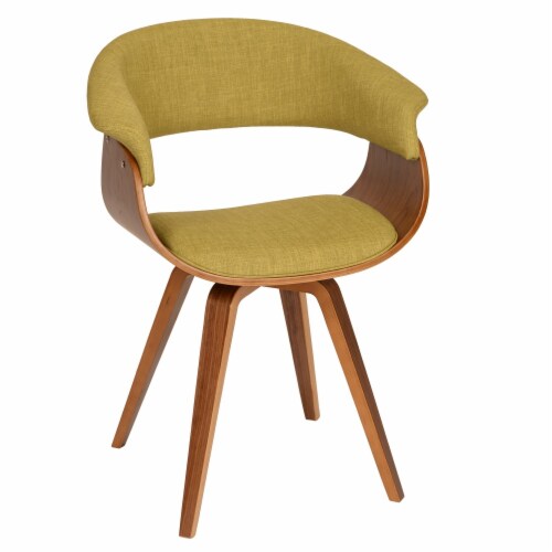 Ergode Summer Modern Chair In Green Fabric and Walnut Wood Perspective: front