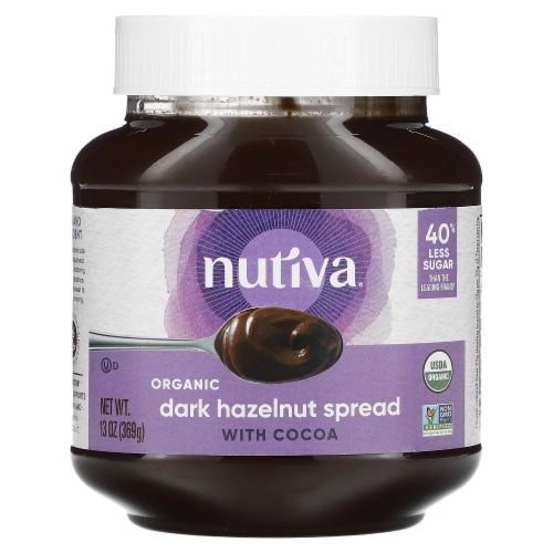 Nutiva® Organic Gluten Free Hazelnut with Cocoa Dark Spread Perspective: front