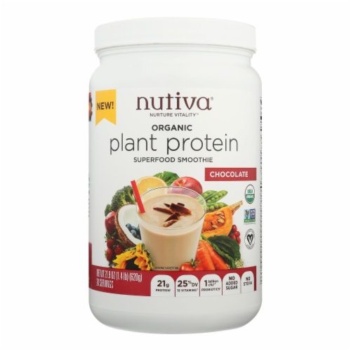 Nutiva® Organic Plant Protein Chocolate Superfood Smoothie Powder, 21.9 ...