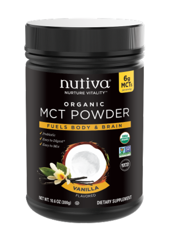 Nutiva MCT Powder with Prebiotic Acacia Fiber - Vanilla Perspective: front