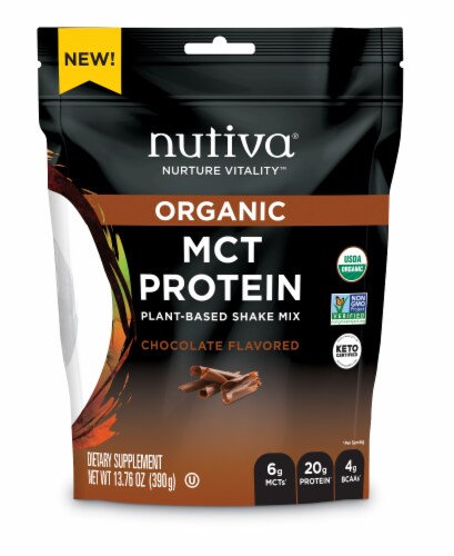 Nutiva Organic MCT Plant Based Chocolate Protein Shake Mix, 13.76 oz ...