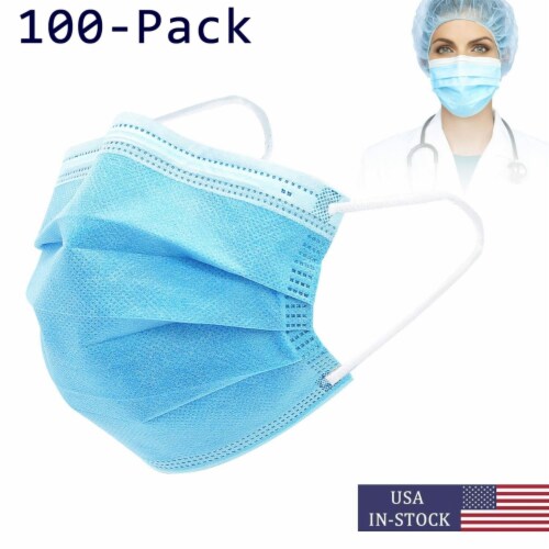 bytte rundt kim tømrer Disposable Face Mask Blue 100 pack Medical 3-Layer Face Cover Bundle, 1  unit - King Soopers